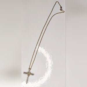 Eternal‎ Love 10K Gold Plated Sterling Silver 925 Diamond Cross Pendant Necklace